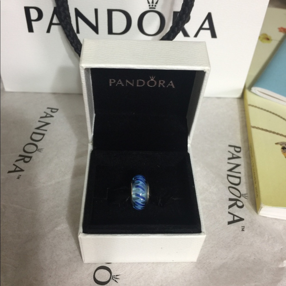 Pandora blue zigzag glass murano